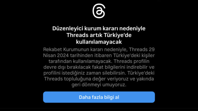 Threads will be closed for use in Turkey tomorrow