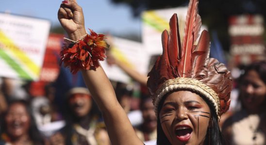 thousands of indigenous people demonstrate for the protection of their