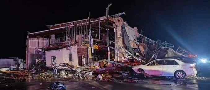 Gas station demolished by tornado big effort