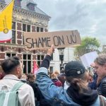 Hundreds of demonstrators on Domplein protest organized by university employees