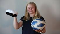 Student Tuuli Viinikka 19 balanced high school and football