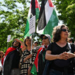 thousands of angry pro Palestinians gathered in Paris