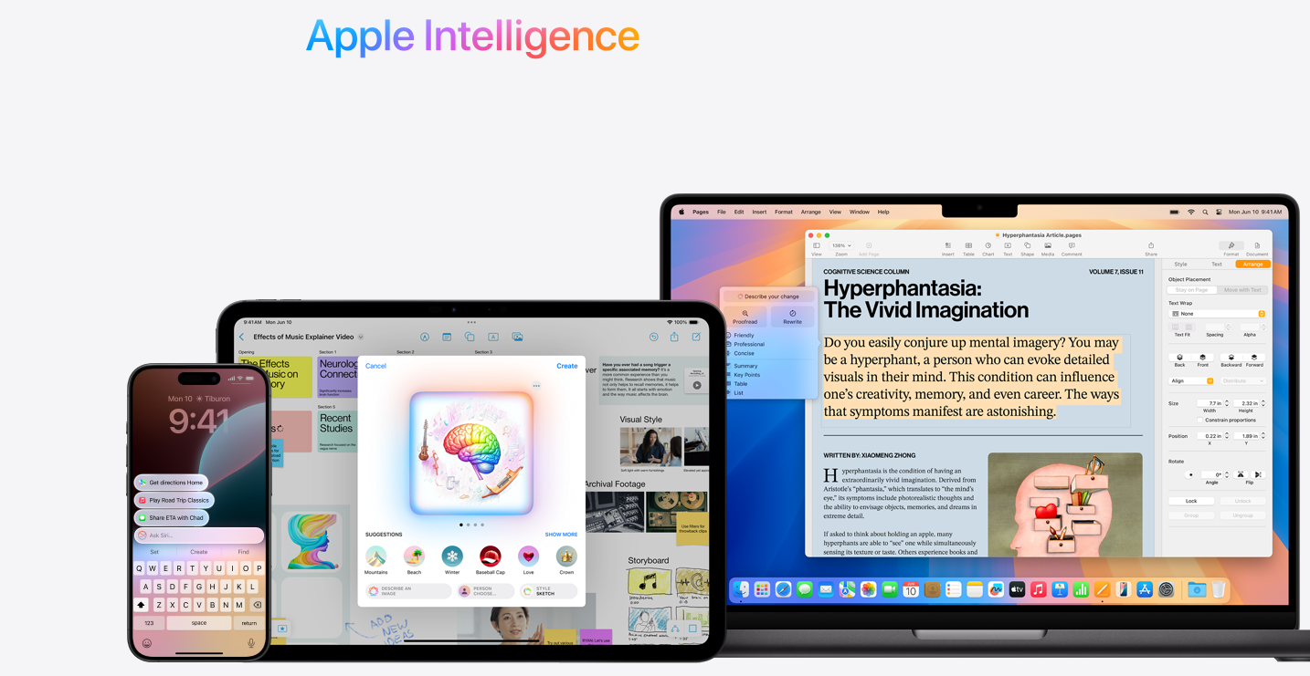 The Apple Intelligence demonstration for upcoming Apple products.
