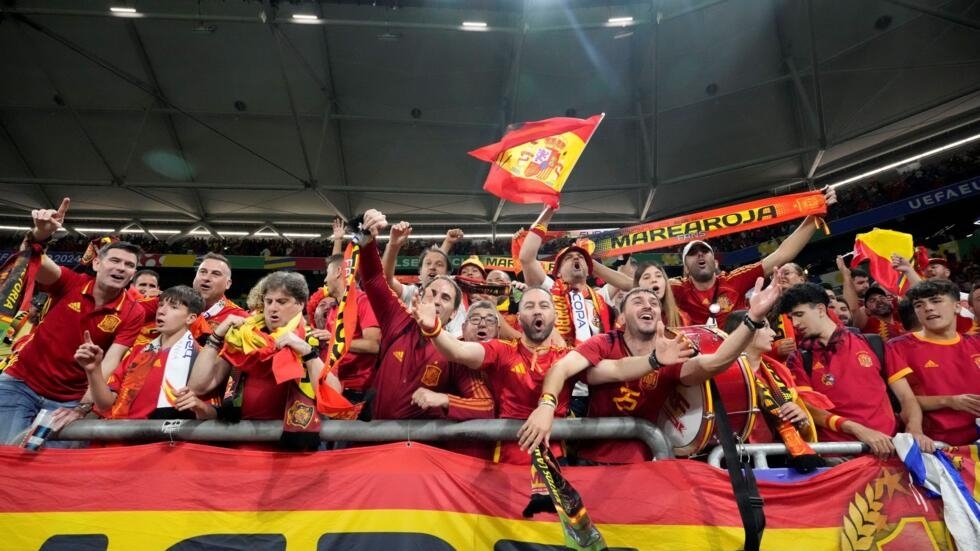 Spain celebrates its victory against Italy, Euro 2024, group B, June 20, 2024 (1-0).