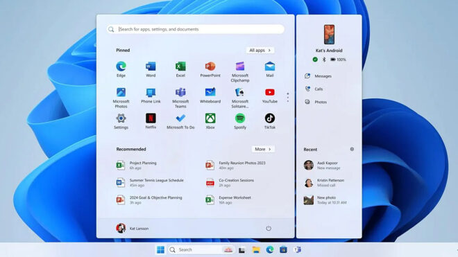 Windows 11 will bring Android phones to the start menu