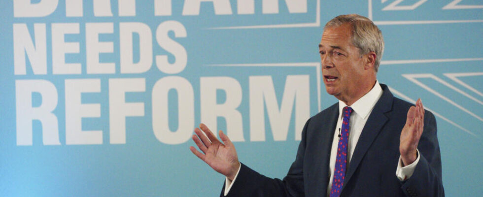 populist Nigel Farage presents his program