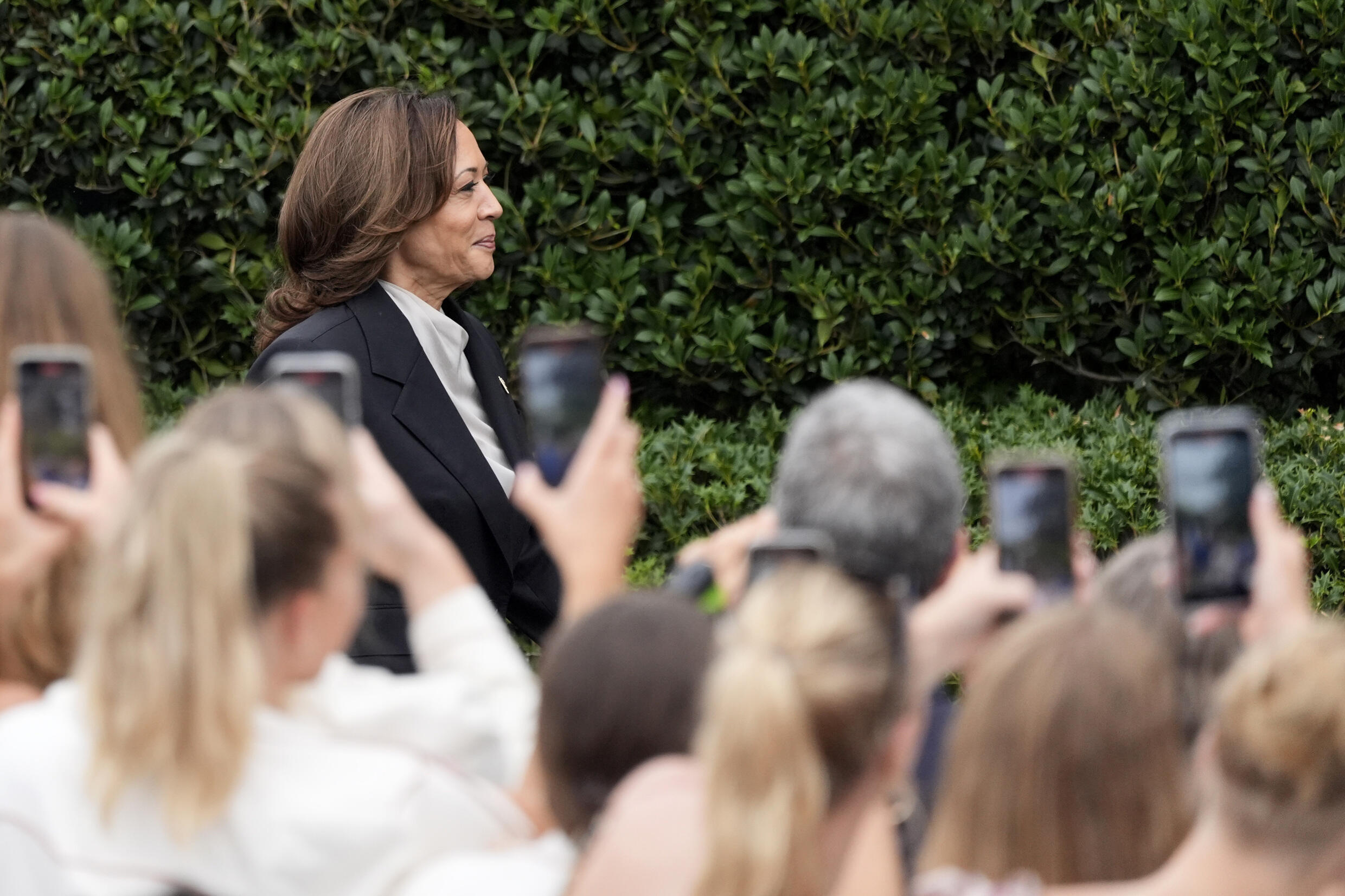 United States Vice President Kamala Harris on Monday, July 22, 2024, at the White House in Washington, for her first appearance since Joe Biden's withdrawal.