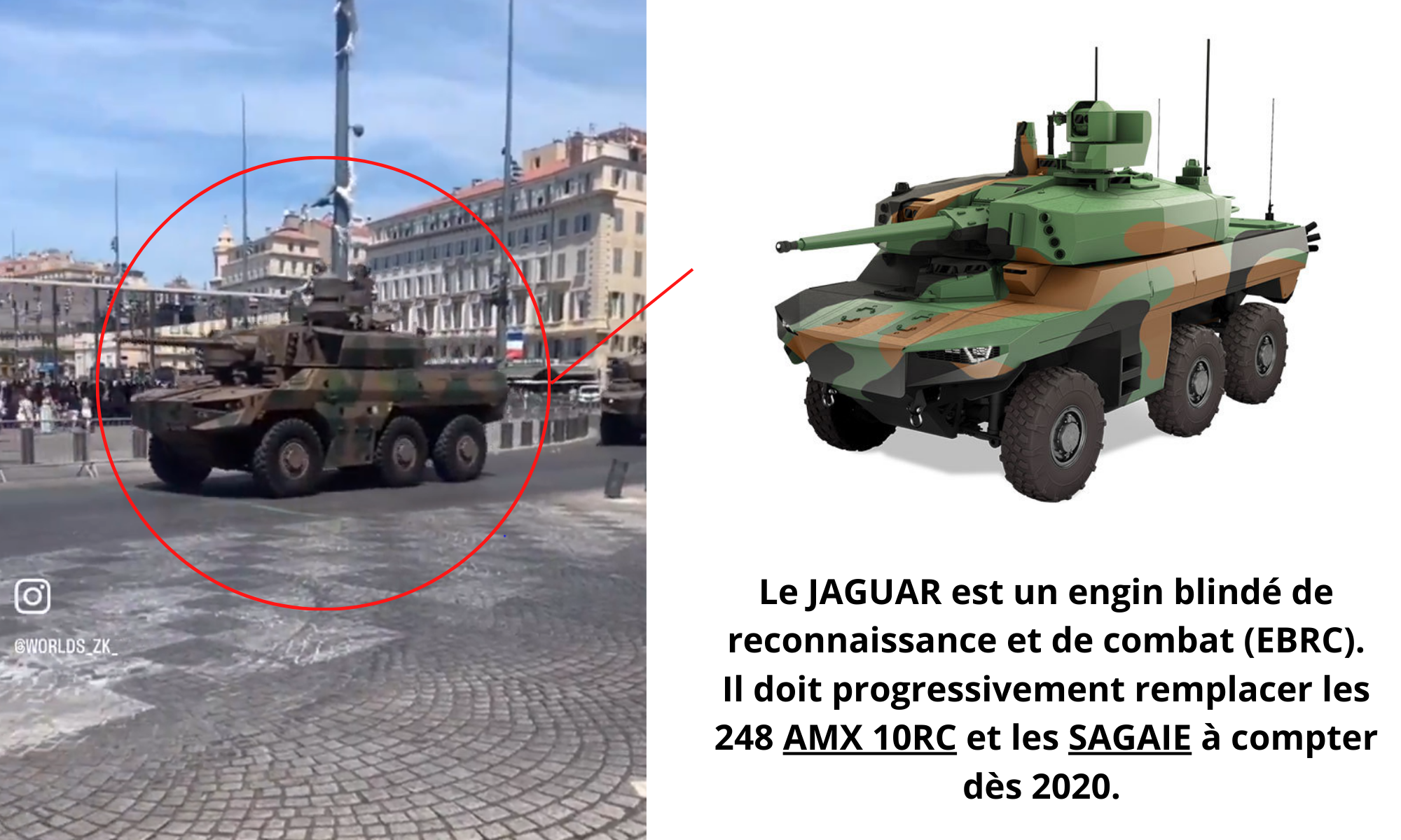 Two Jaguar-type armoured vehicles are visible.