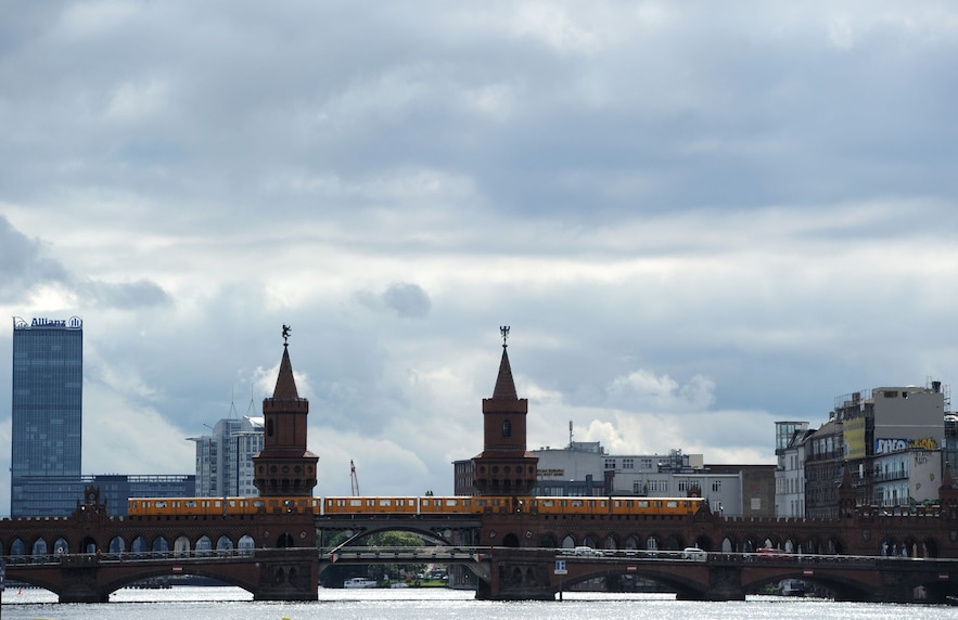 General view of Berlin, the Oberbaum Bridge over the Spree River