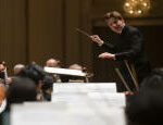 French media Finnish conductor Klaus Makela performs at the opening