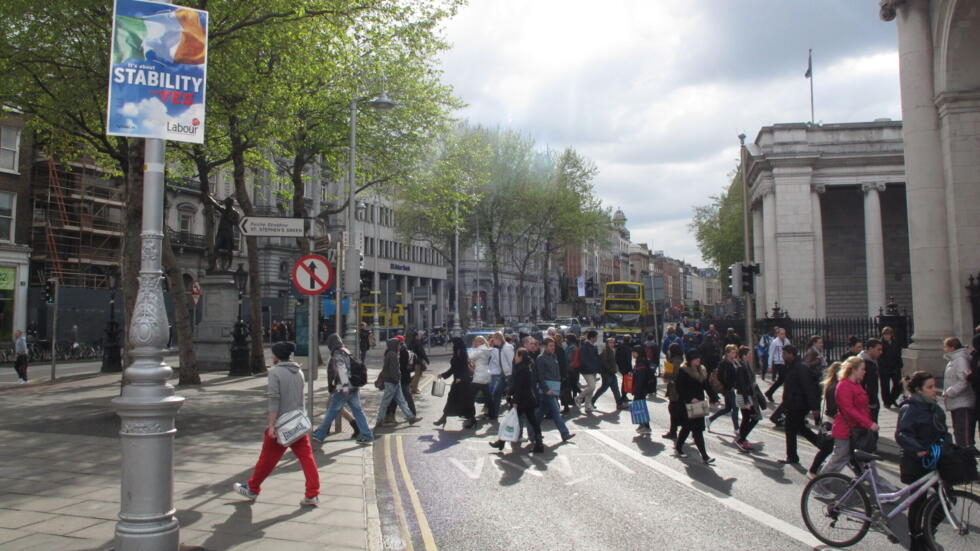 A government poster calling on voters to support the European budget treaty in central Dublin, Ireland, Monday, April 30, 2012. (illustrative image)