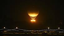 The Olympic flame was lit in a hot air balloon