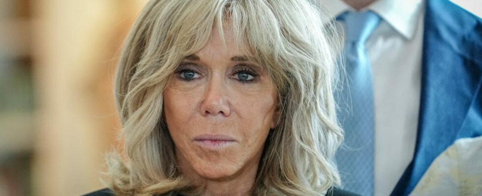 To pose in front of the Louvre pyramid Brigitte Macron