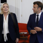 a long distance match between Marine Le Pen and Emmanuel Macron
