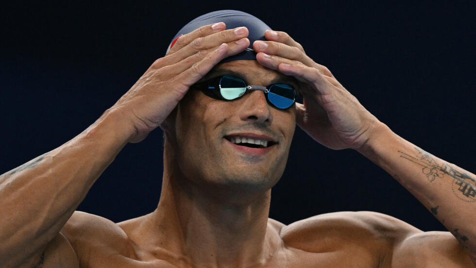 Frenchman Florent Manaudou during the semi-finals of the 50m freestyle, August 1, 2024.