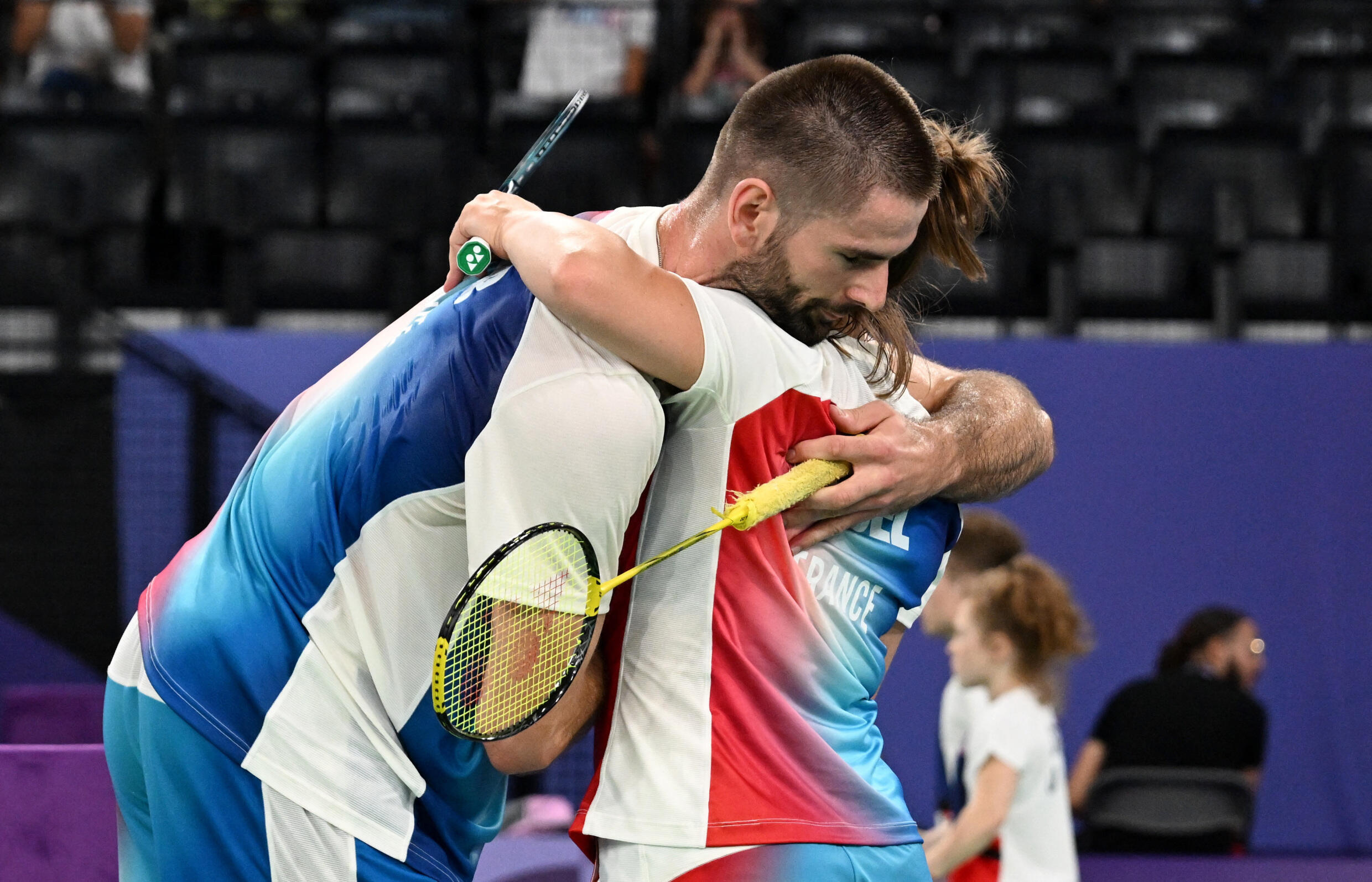 Lucas Mazur and Faustine Noël during their victory on Thursday against the Indian pair in mixed doubles.