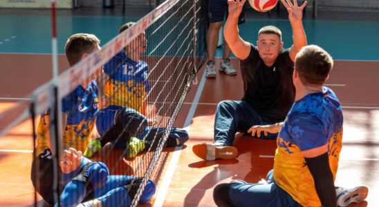 Paralympics Two fighters in the Ukrainian sitting volleyball team the