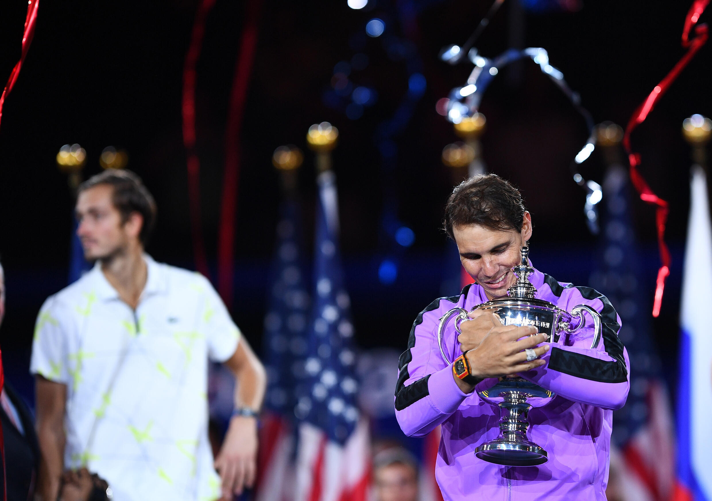 Rafael Nadal captured his 19th Grand Slam title on Sunday by winning the US Open final, beating Russian Daniil Medvedev 7-5, 6-3, 5-7, 4-6, 6-4 to take his fourth crown in New York