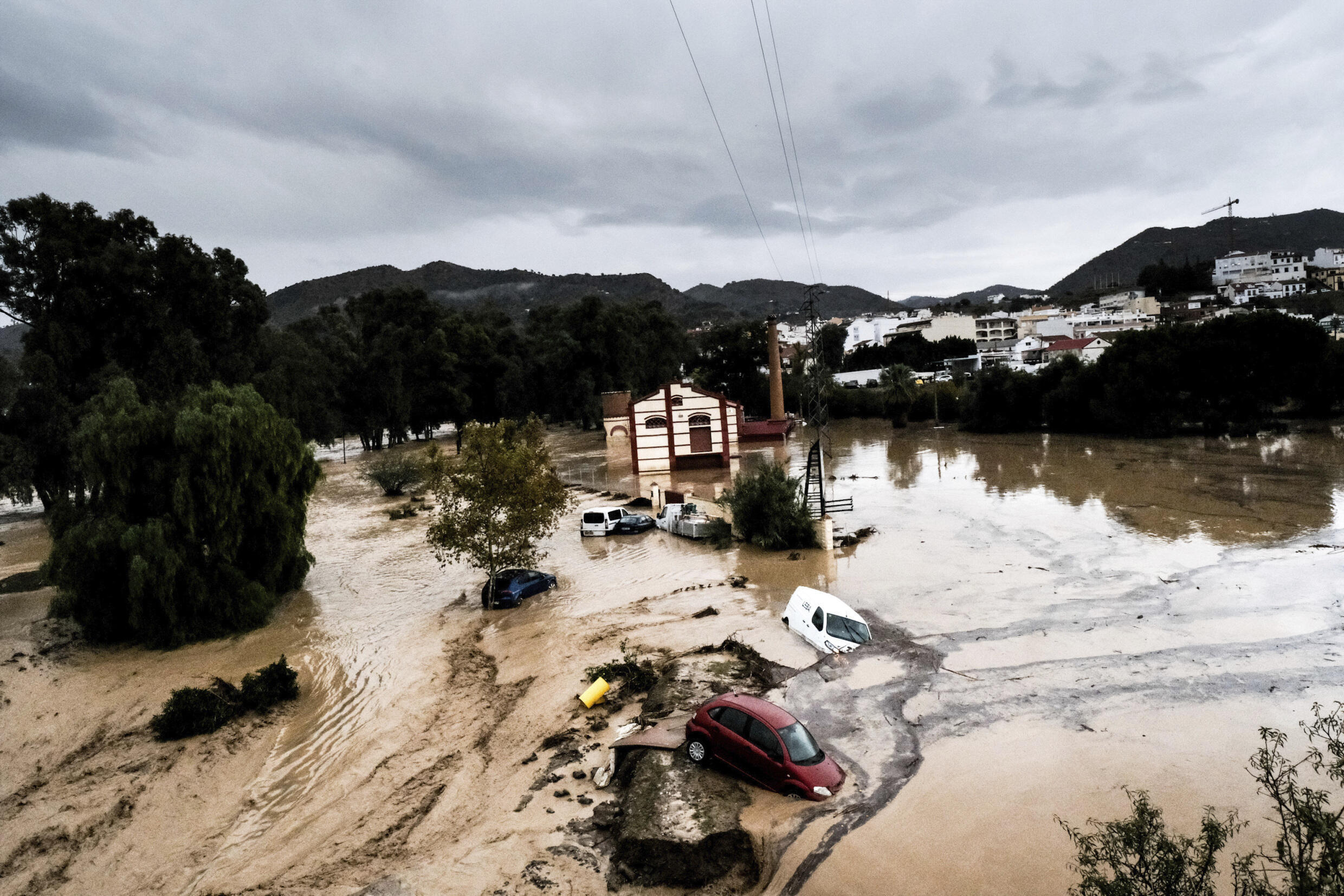 The Malaga region (here the town of Alora), much further south of Valencia, was hit hard by rainfall on October 29, 2024.