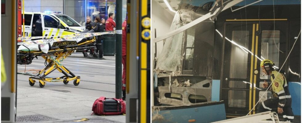 A tram has driven into a shop several injured