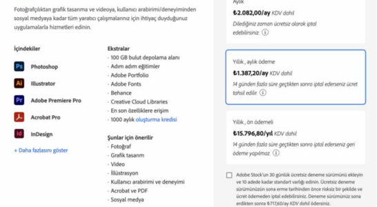 Adobe made all Creative Cloud applications 15 thousand 796 TL