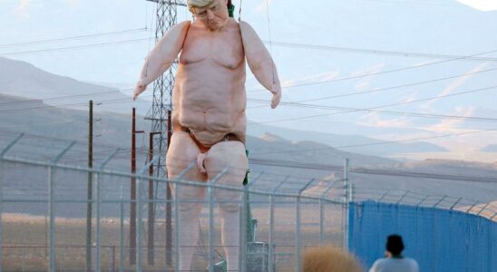 Naked Trump statue on display in the US sparking