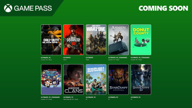 New games to be added to the Game Pass library