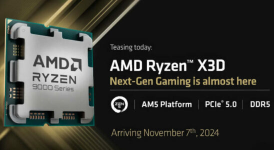 Ryzen 7 9800X3D will be introduced on November 7