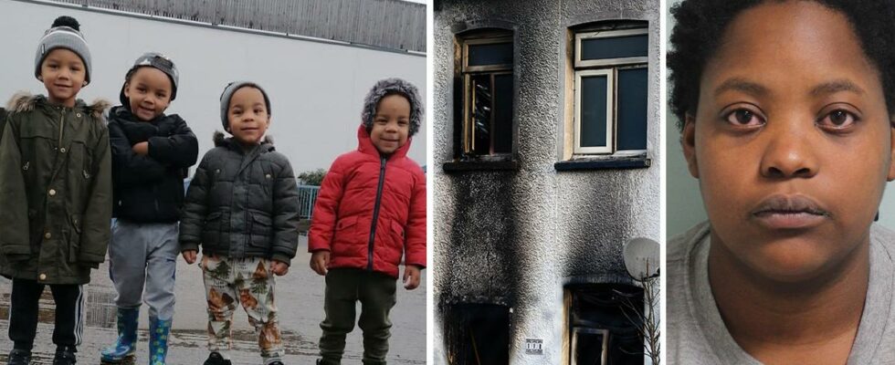 The mother is sentenced after her four children burned