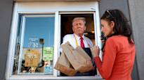 Trump went to work at a hamburger restaurant intended