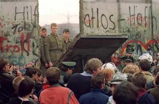 An opening in the Berlin Wall next to the Brandenburg Gate, November 21, 1989.