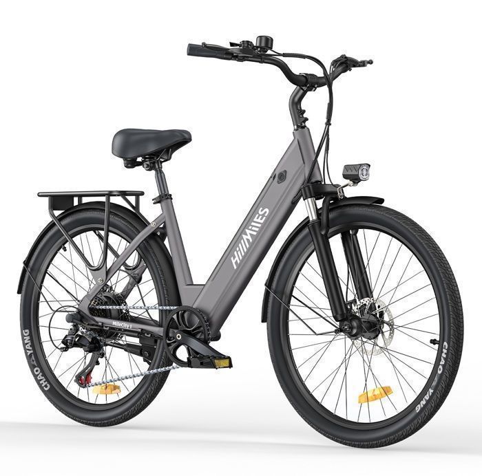 Hillmiles MileCity 1 electric bike Range 100km 250W motor with 36V13Ah battery Shimano front shock 7 speeds Gray