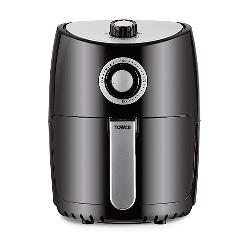 Tower T17023 Vortx Air Fryer - Oil-Free Fryer - Manual Electric Fryer with Rapid Air Circulation, 30 min Timer, 2.2 L, Black