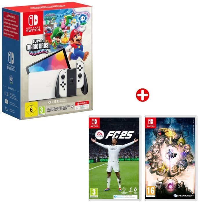 Nintendo Switch OLED Pack + Super Mario Bros Wonder + EA Sport FC25 + MAD: RAIN CODE