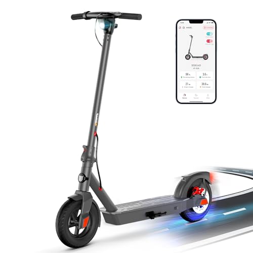 SISIGAD Adult Electric Scooter Foldable 10 Inch Electric Scooter, 500W Peak Power, 25km/H, E Scooter with Dual Braking System and Applications