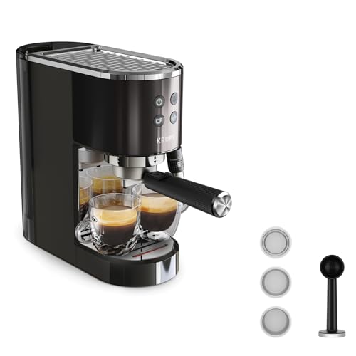 Krups Virtuoso+ Pump espresso machine, 15 bar, Thermoblock, Stainless steel, Steam nozzle, Automatic shut-off, Espresso and cappuccino, Barista quality, XP444G10 steam nozzle