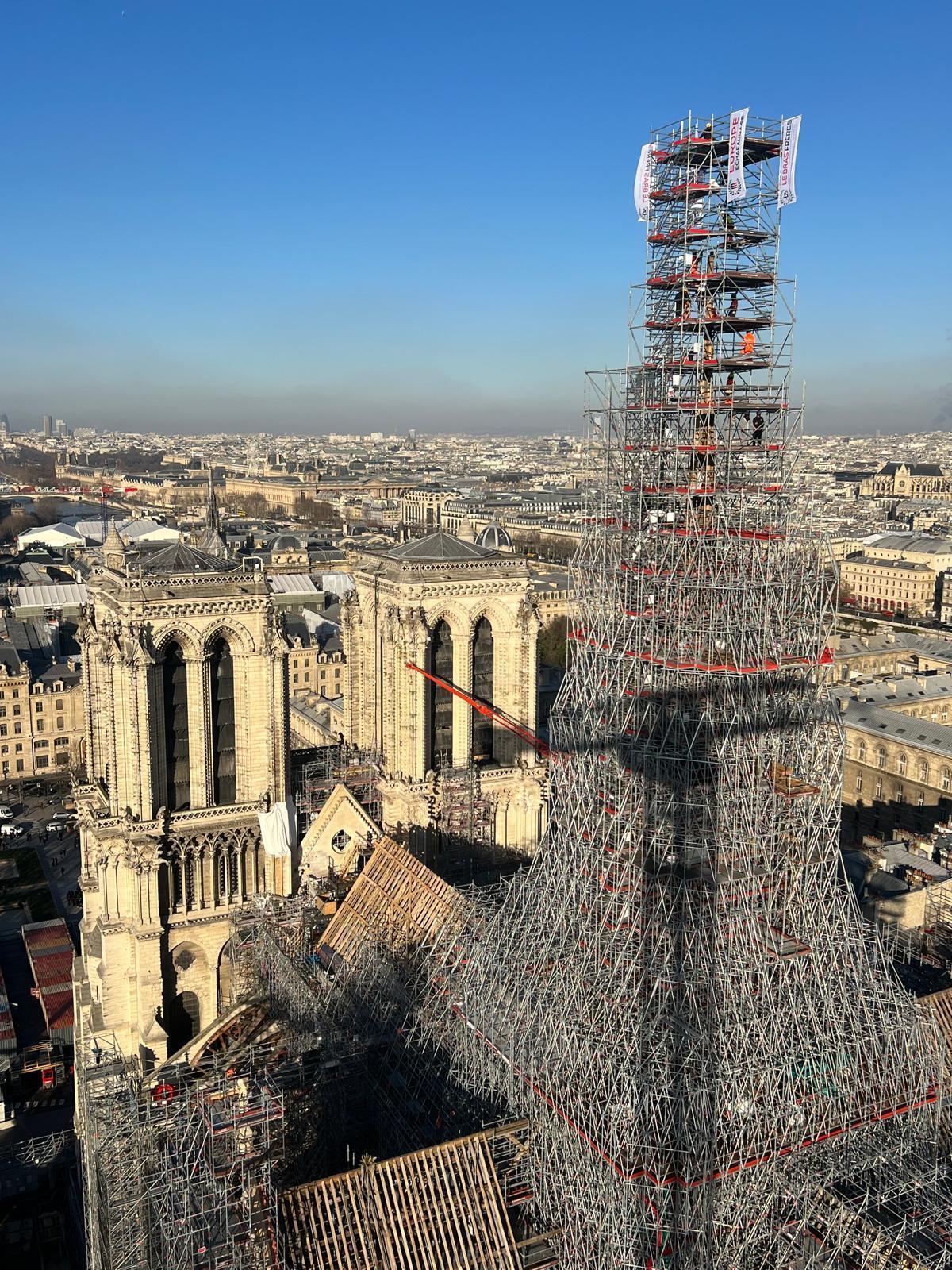 Exterior scaffolding.