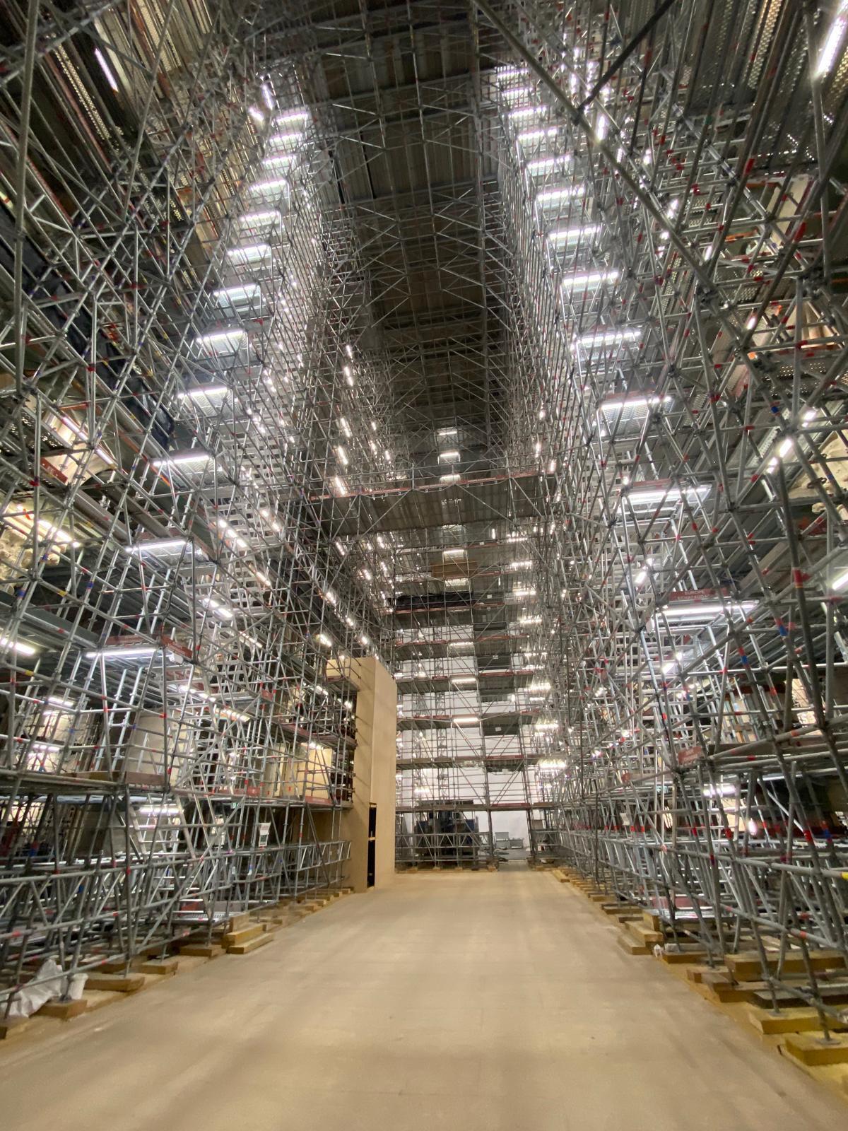 Interior scaffolding of Notre-Dame de Paris.