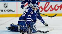 The NHL goalie scooped the puck for himself with his