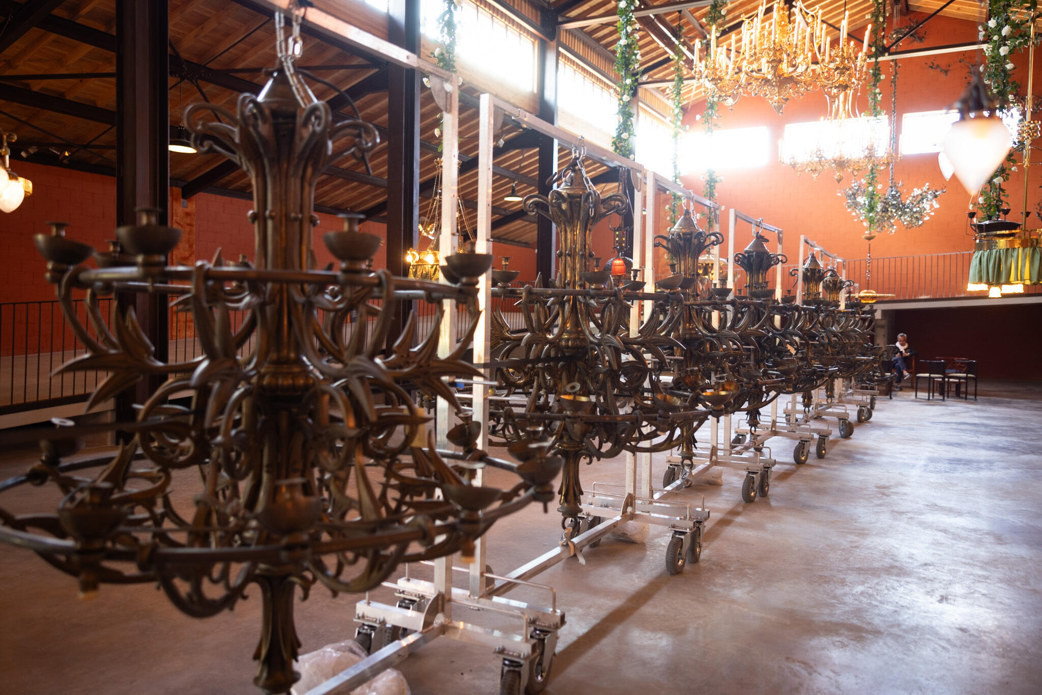 Notre-Dame chandeliers at the Mathieu Lustrerie workshop.