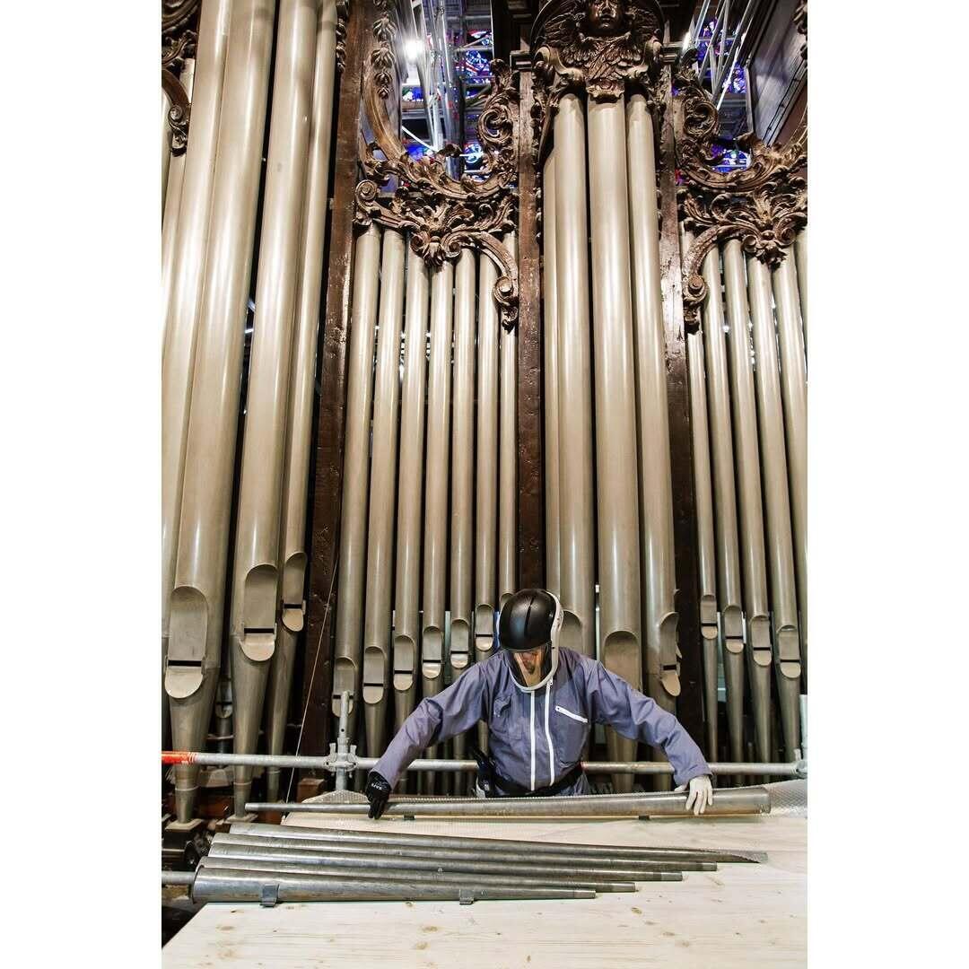 Detail of the pipes of the great organ of Notre Dame de Paris