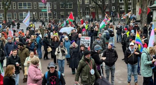 Demonstration against the government in the center of Utrecht is