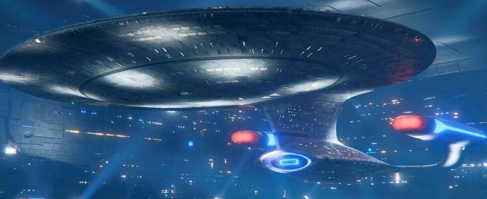 The last flight of the Enterprise D in continuation of the