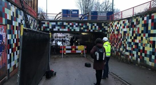 After every rain shower this bicycle tunnel is under water