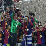 Football FC Barcelona wins the Spanish Super Cup by crushing