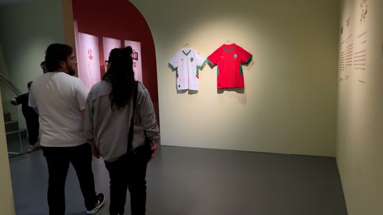 Football shirts for the Moroccan team now hang as art