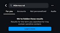 Search results referring to Democratic politicians disappeared from Instagram