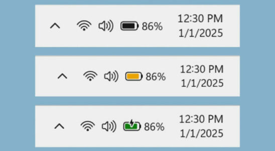 The battery indicator in the Windows 11 operating system is