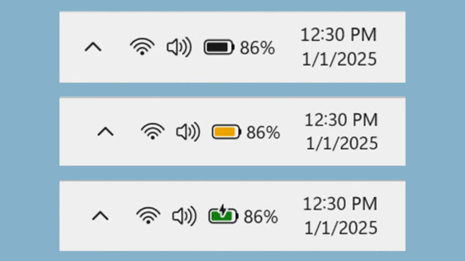 The battery indicator in the Windows 11 operating system is