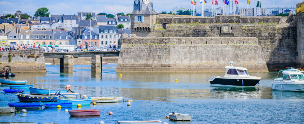 The walled and fortified town of Concarneau built on an